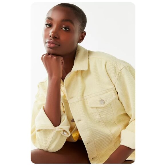 BDG Urban Outfitters Butter Yellow Corduroy Trucker Jacket sz M - Picture 1 of 9